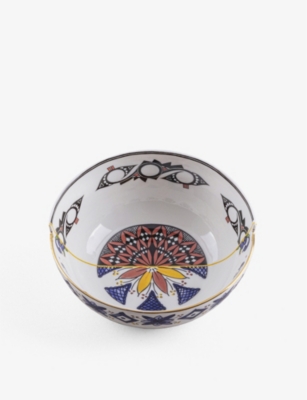 SELETTI: Hybrid Tiwanaku abstract-pattern bone-china porcelain bowl