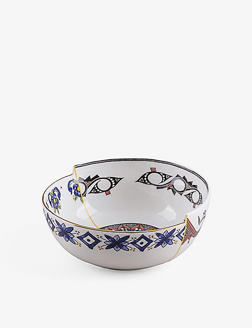SELETTI: Hybrid Tiwanaku abstract-pattern bone-china porcelain bowl