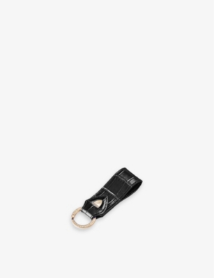 Aspinal Of London Mens Black Leather Loop Keyring