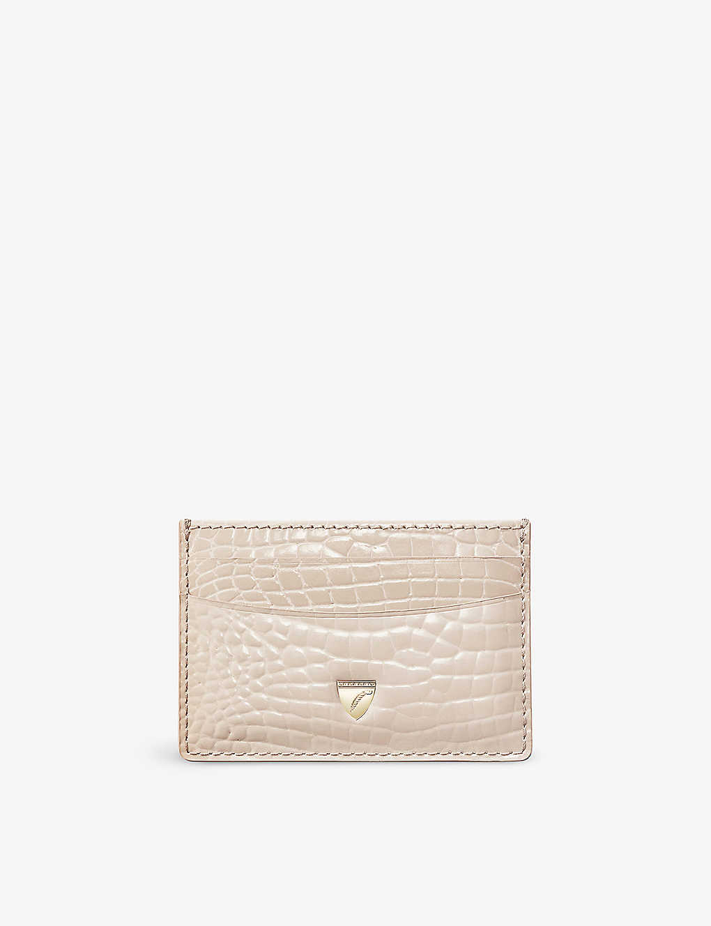 Aspinal Of London Womens Soft Taupe Croc-embossed Leather Cardholder