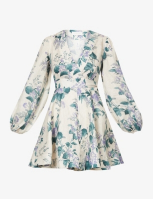 ZIMMERMANN - Cassia floral-print linen mini dress | Selfridges.com