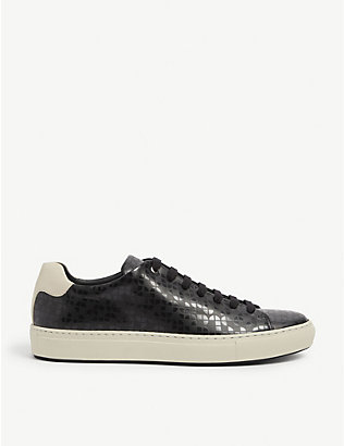 BOSS: Logo-print leather trainers