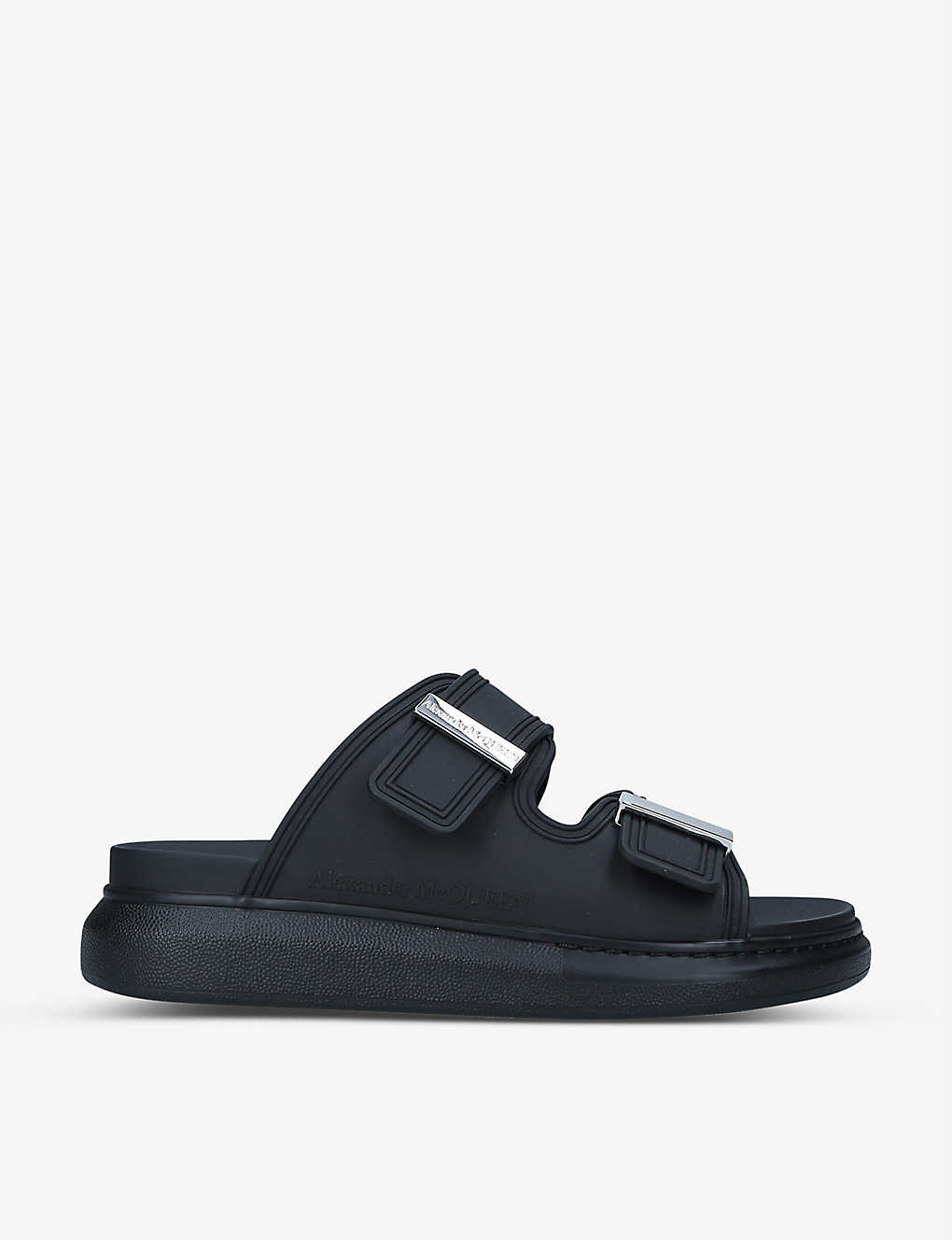 Shop Alexander Mcqueen Runway Oversized-sole Rubber Sandals In Black