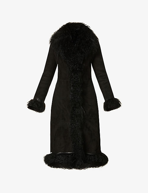 SAKS POTTS: Bonnie shearling-trim suede coat