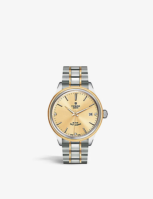 TUDOR: M12503-0004 Style 18ct yellow-gold, stainless-steel and diamond automatic watch
