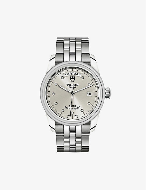 TUDOR：M56000-0006 Glamour Date Day 不锈钢和钻石自动腕表