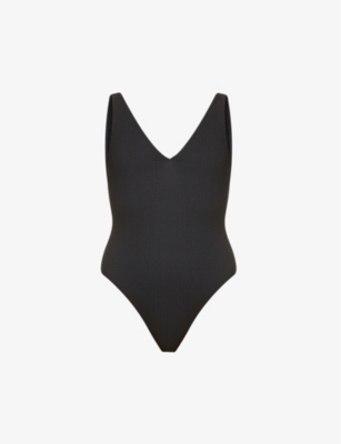 Shop Seafolly Sea Dive V-neck Swimsuit In Black