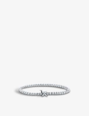 Shop Tiffany & Co Womens Platinum Victoria Line Platinum And Diamond Bracelet
