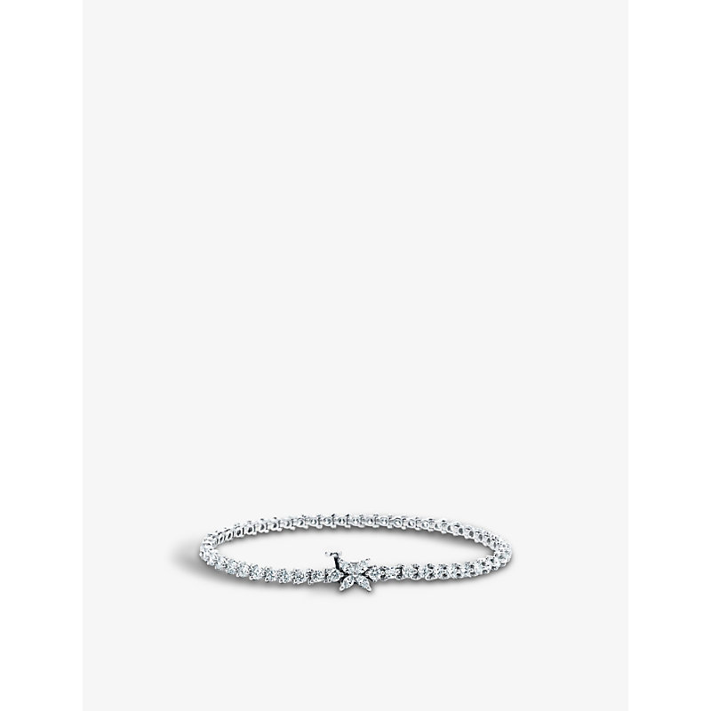 Shop Tiffany & Co Womens Platinum Victoria Line Platinum And Diamond Bracelet