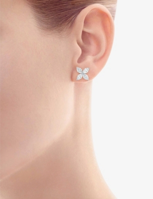 Shop Tiffany & Co Victoria Platinum And Marquise Diamond Stud Earrings