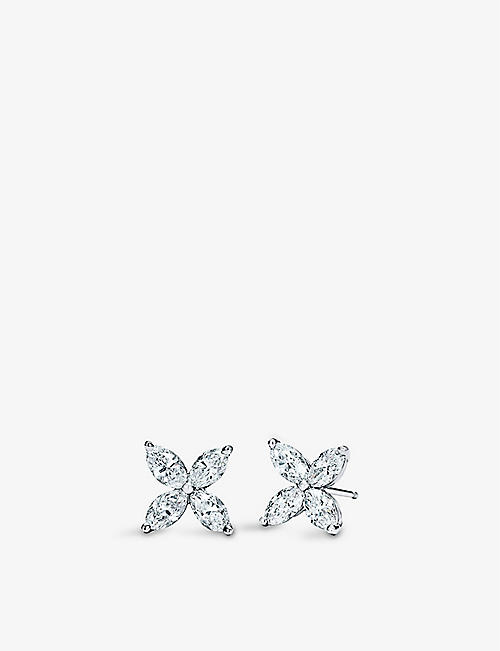TIFFANY & CO: Victoria platinum and marquise diamond stud earrings
