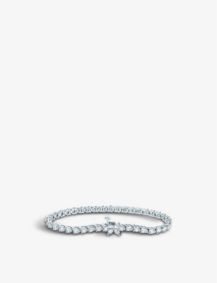 Tiffany & Co Victoria Platinum Marquise Round Diamond Tennis Bracelet 6