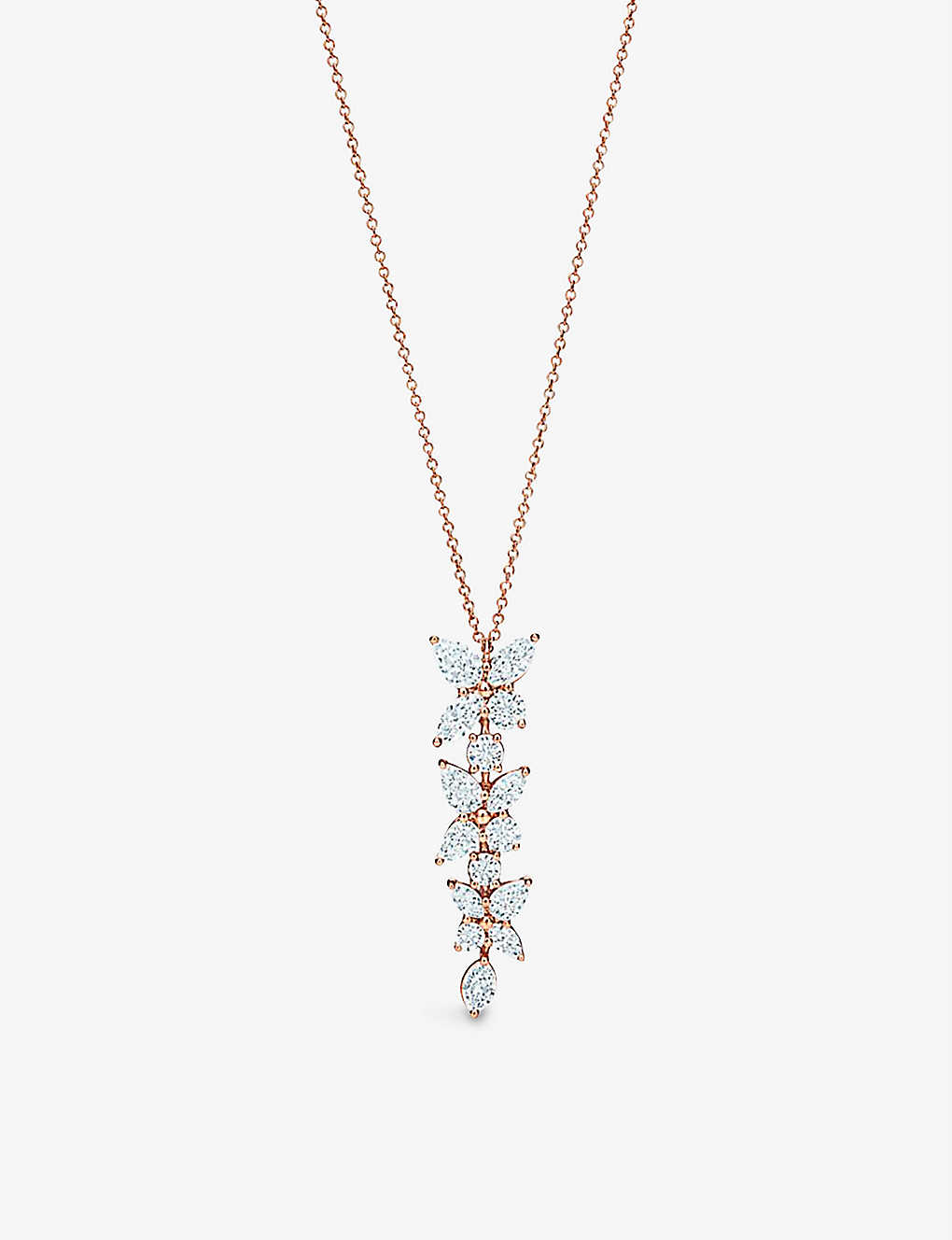 Tiffany & Co Victoria Mixed Cluster 18ct Rose-gold And Diamond Drop Pendant Necklace In 18ct Rose Gold