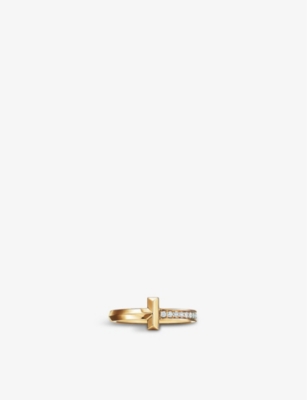 Tiffany & Co Womens 18ct Gold Tiffany T T1 Narrow 18ct Yellow-gold And 0.08ct Diamond Ring