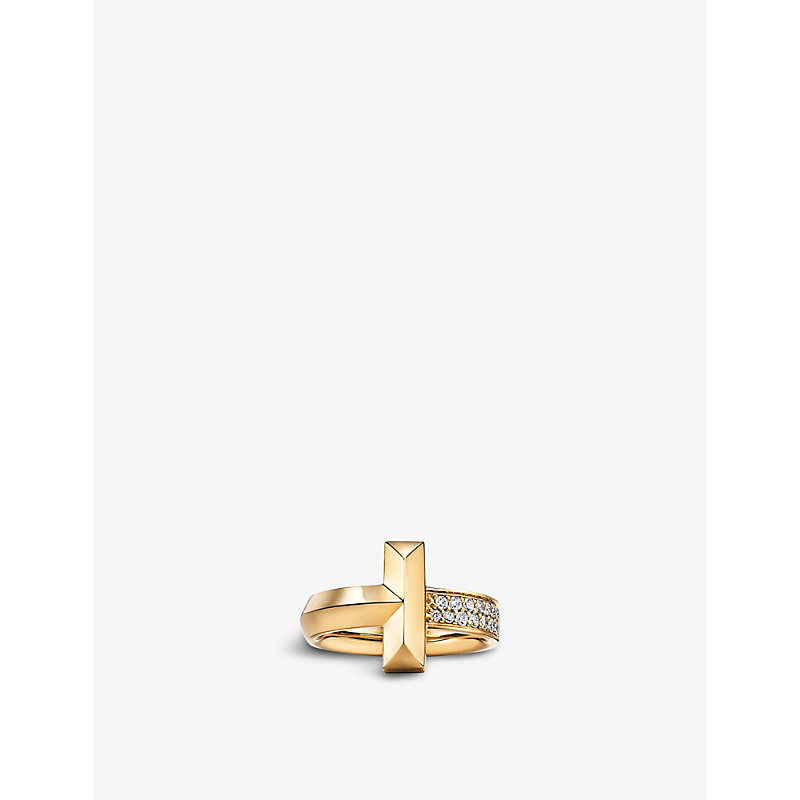 Tiffany & Co Womens 18ct Gold Tiffany T T1 Wide 18ct Yellow-gold And 0.21ct Diamond Ring