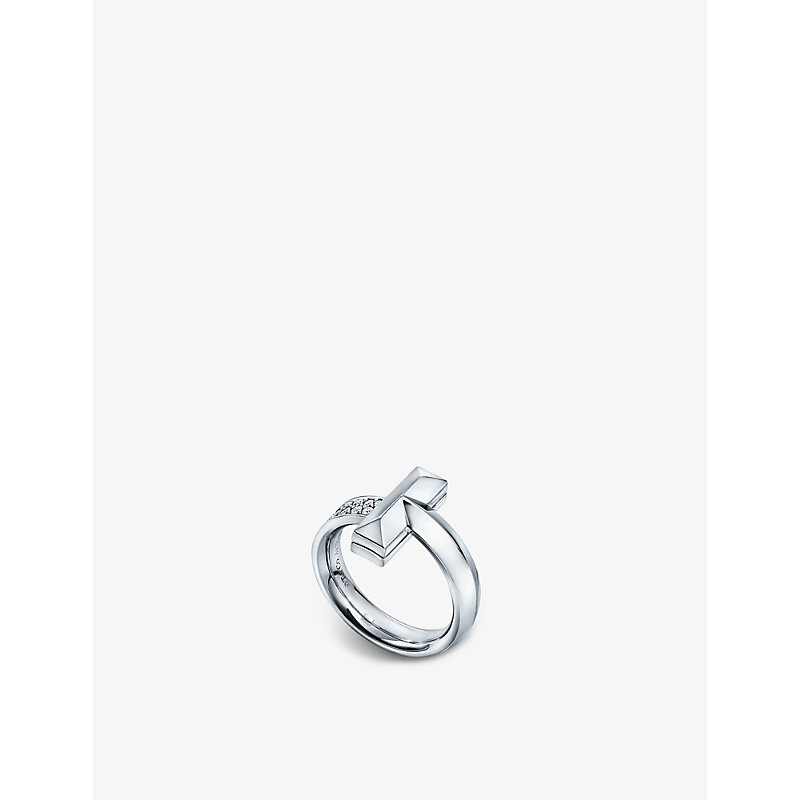 Tiffany & Co Tiffany T T1 Wide 18ct White-gold And 0.21ct Diamond Ring In 18ct White Gold