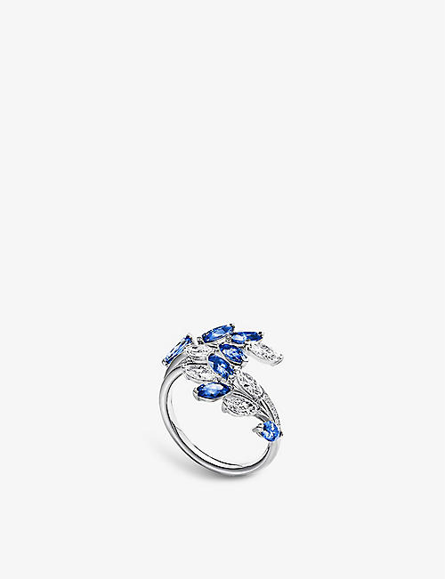 TIFFANY & CO: Tiffany Victoria® Vine platinum, 1.47ct sapphire and 0.82ct diamond bypass ring