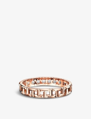 TIFFANY & CO: T True wide hinged 18ct rose gold bangle