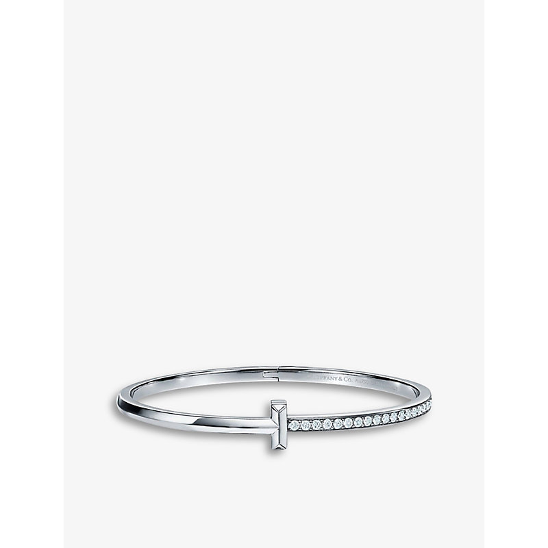 Tiffany & Co T1 Narrow 18ct White-gold And 0.92ct Diamond Small Bracelet
