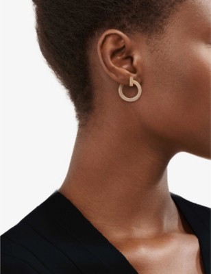 TIFFANY & CO: Tiffany T T1 18ct-gold and 0.48ct round brilliant-cut diamond hoop earrings