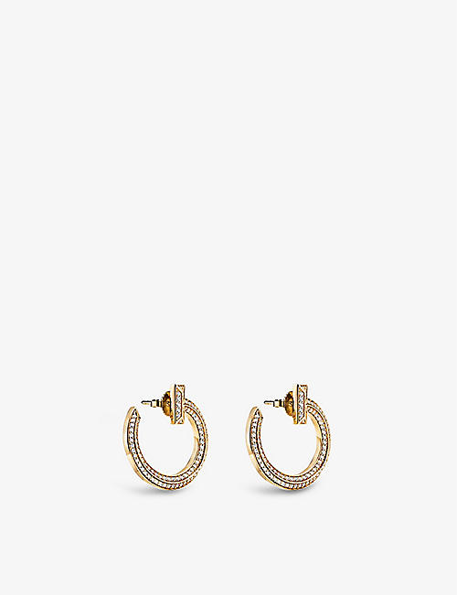 TIFFANY & CO: Tiffany T T1 18ct-gold and 0.48ct round brilliant-cut diamond hoop earrings
