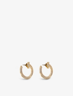 TIFFANY & CO: Tiffany T T1 18ct-gold and 0.48ct round brilliant-cut diamond hoop earrings