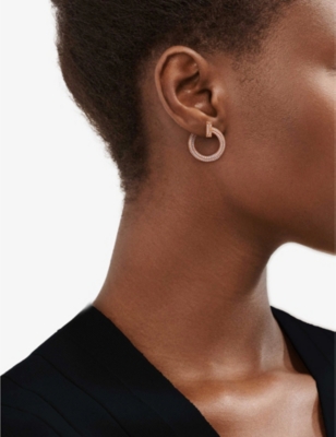 TIFFANY & CO: T1 18ct rose-gold and 0.48ct diamond earrings