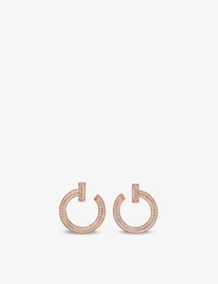 TIFFANY & CO: T1 18ct rose-gold and 0.48ct diamond earrings