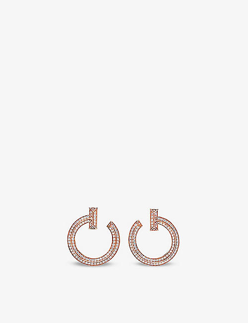 TIFFANY & CO: T1 18ct rose-gold and 0.48ct diamond earrings