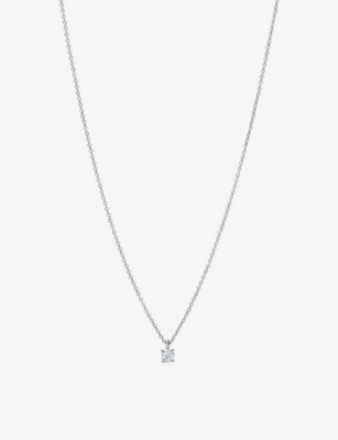 TIFFANY & CO: Platinum and 0.12ct solitaire diamond necklace