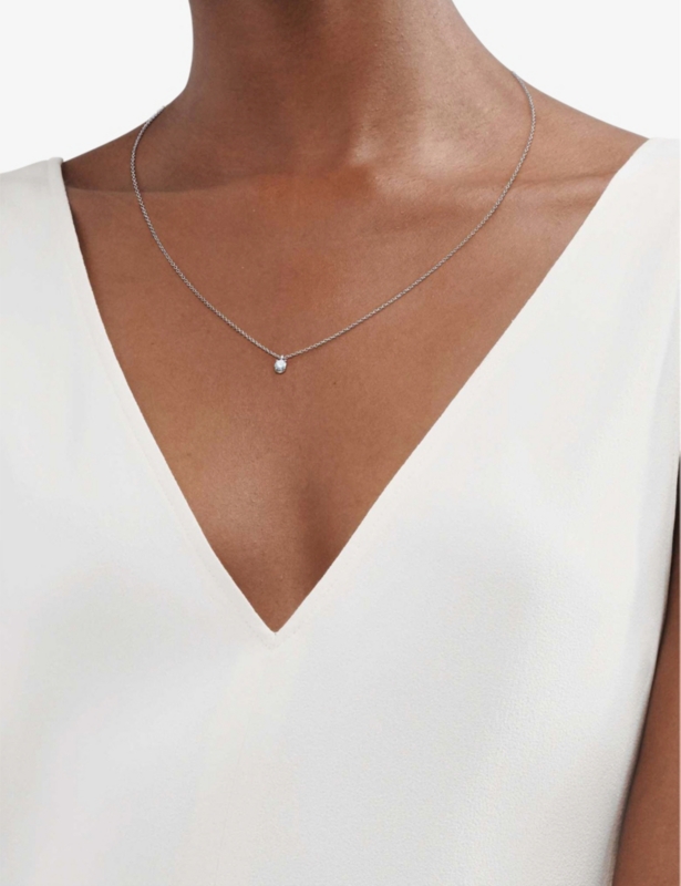 Platinum and 0.17ct solitaire diamond necklace
