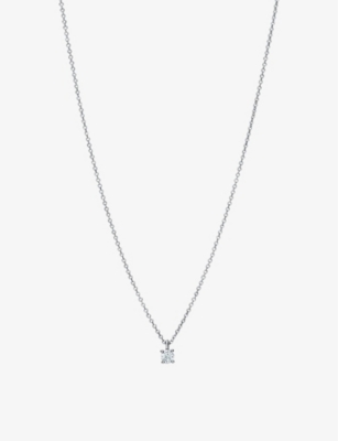 TIFFANY & CO: Platinum and 0.17ct solitaire diamond necklace