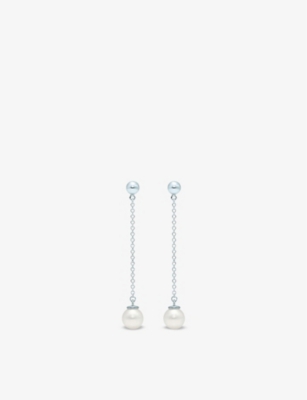 Tiffany Co Ziegfeld Sterling Silver And Pearl Drop Earrings Selfridges Com