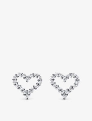 TIFFANY & CO: Tiffany Hearts™ extra-mini platinum and 0.13ct round brilliant-cut diamond earrings