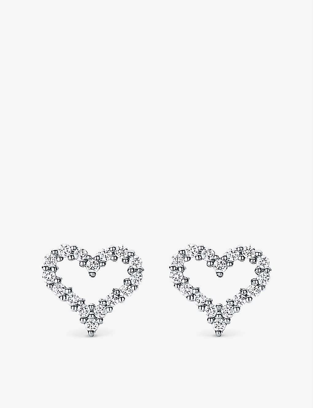 Tiffany & Co Tiffany Hearts™ Extra-mini Platinum And 0.13ct Round Brilliant-cut Diamond Earrings