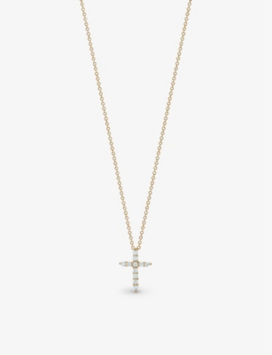 Tiffany & Co Cross Mini 18ct Gold And 0.21ct Round Brilliant-cut Diamond Necklace In 18ct White Gold