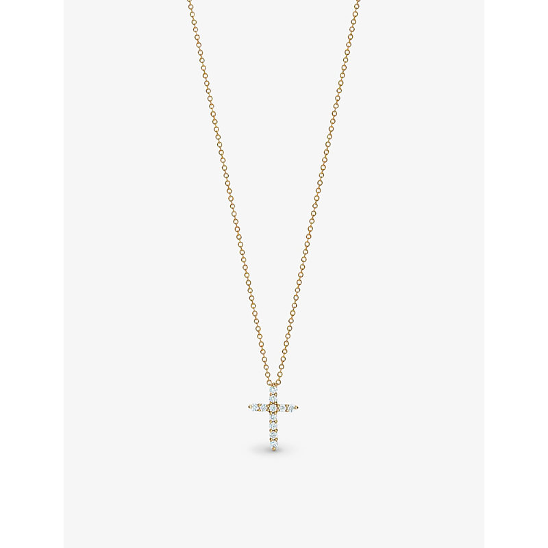 Tiffany & Co Cross Mini 18ct Gold And 0.21ct Round Brilliant-cut Diamond Necklace In 18ct White Gold