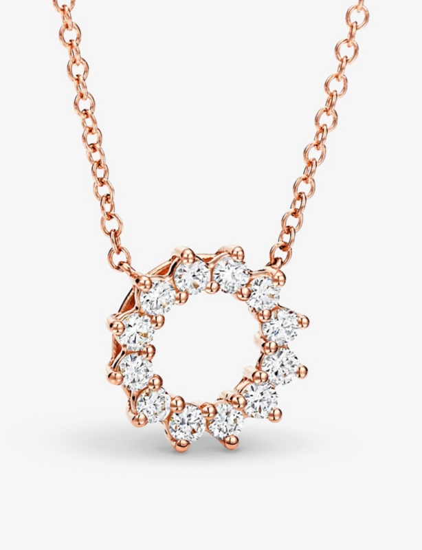 Open Circle mini 18ct rose-gold and 0.23ct round brilliant-cut diamond pendant necklace