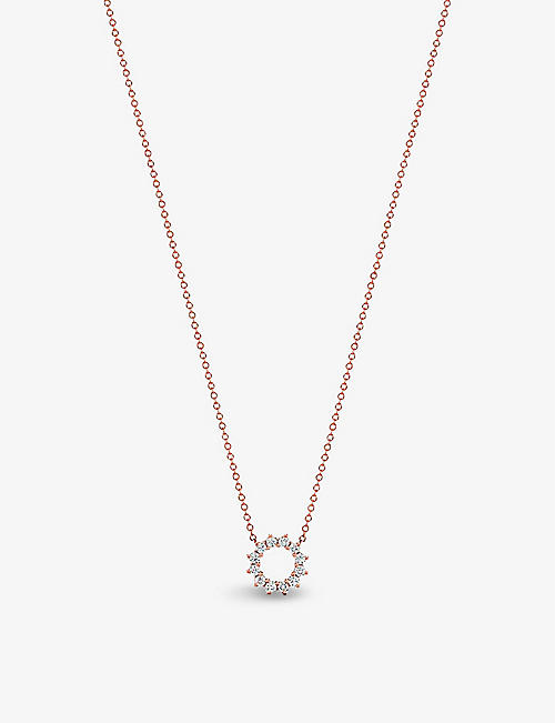 TIFFANY & CO: Open Circle mini 18ct rose-gold and 0.23ct round brilliant-cut diamond pendant necklace