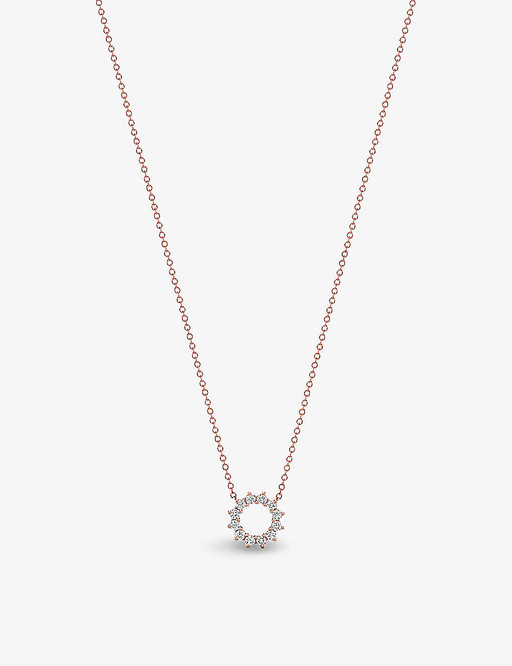 Tiffany & Co Open Circle Mini 18ct Rose-gold And 0.23ct Round Brilliant-cut Diamond Pendant Necklace In 18ct Rose Gold