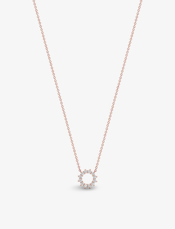 Open Circle mini 18ct rose-gold and 0.23ct round brilliant-cut diamond pendant necklace