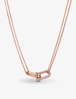 Tiffany HardWear Graduated Link Necklace in White Gold with Pavé