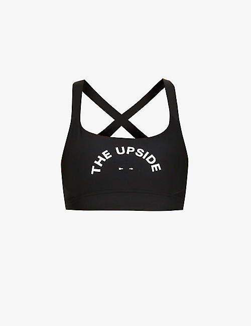 THE UPSIDE: Matte Tech Paola logo print stretch-jersey sports bra