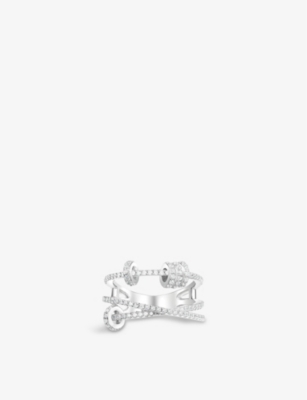 Apm Monaco Piercing Sterling Silver And Zirconia Ring