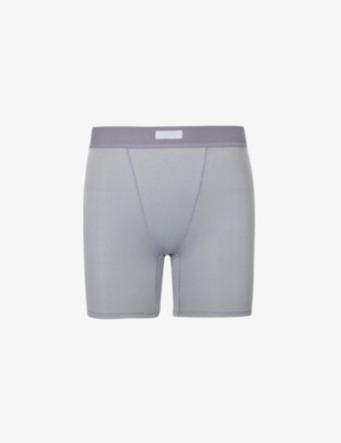 Skims Cotton Collection Ribbed Cotton-blend Jersey Boxer Shorts In