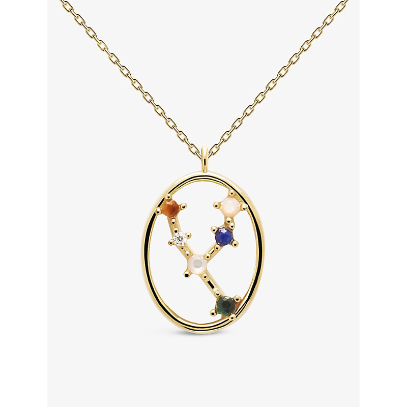 Pd Paola Zodiac Taurus 18ct Yellow Gold-plated Sterling-silver And Gemstone Pendant Necklace