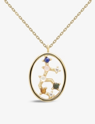 Virgo Pendant with 16 Necklace Jewels Obsession Zodiac Virgo Necklace 14K Rose Gold-plated 925 Silver Zodiac 