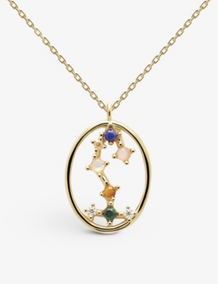 Pd Paola Zodiac Scorpio 18ct Yellow Gold-plated Sterling-silver And Gemstones Pendant Necklace