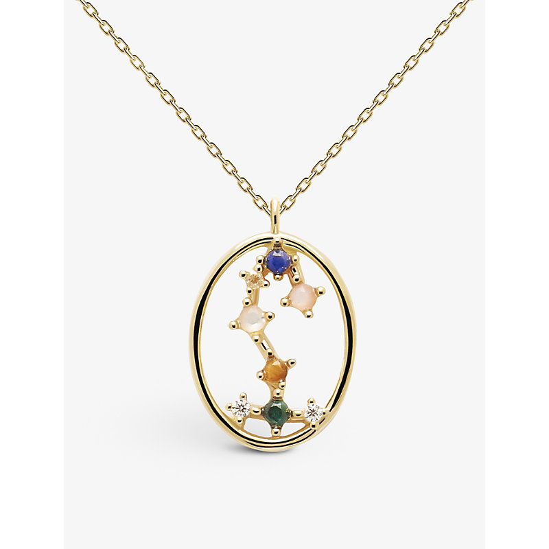 Pd Paola Zodiac Scorpio 18ct Yellow Gold-plated Sterling-silver And Gemstones Pendant Necklace