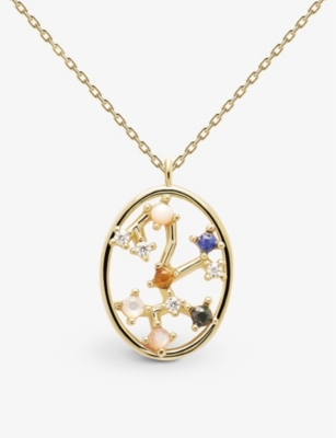 PDPAOLA: Zodiac Sagittarius 18ct yellow gold-plated sterling-silver and gemstones pendant necklace